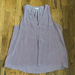 Joie L Red and Blue Patterned Tank 100% Silk